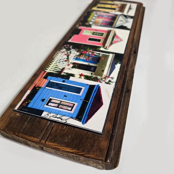 New Orleans Wall Art Shotgun Houses Architectural Handmade B Roberds NOLA 16x5.5 - Picture 2 of 9